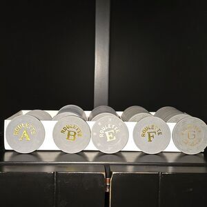 Vintage Set Of EXCALIBUR Roulette Chips From LAS VEGAS! Set Of 93 Chips.